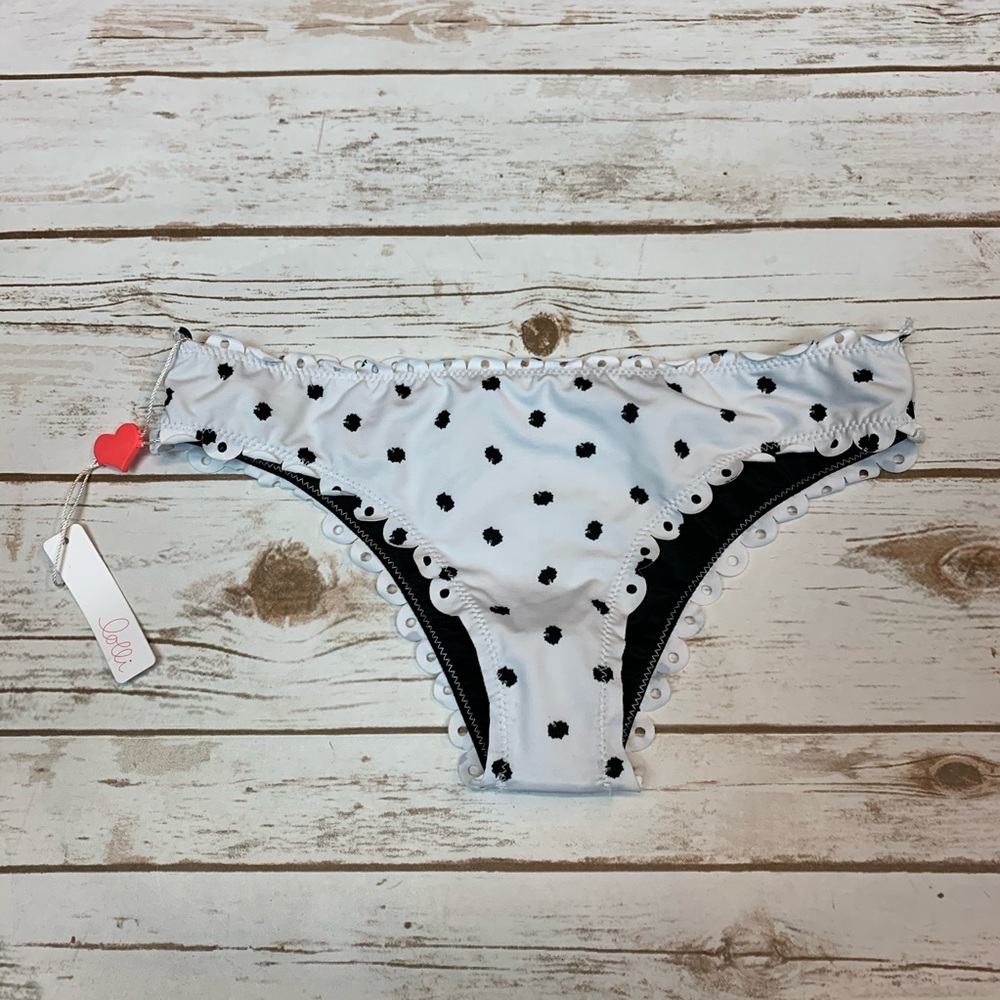 Lolli Swimwear Bikini Bottom White Black Polka Dot